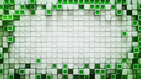Frame of green 3D cubes loopable background with free space 4k UHD 3840x2160 動画素材 111944104