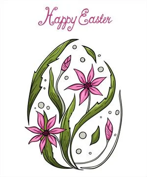 Frame Happy Easter, green leaves and twigs Stock Illustration