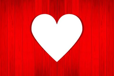 Frame heart shape inside, red wooden background. valentine day concept. Stock Illustration