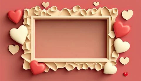 Frame of heart shape red background. Valentine wedding card , banner templa.. Illustrazione stock