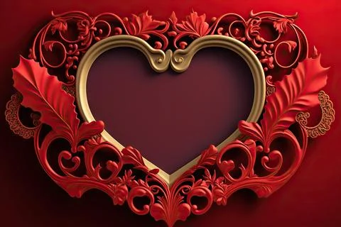 Frame of heart shape red background. Valentine wedding card , banner templa.. Stock Illustration