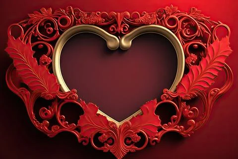 Frame of heart shape red background. Valentine wedding card , banner templa.. Stock Illustration
