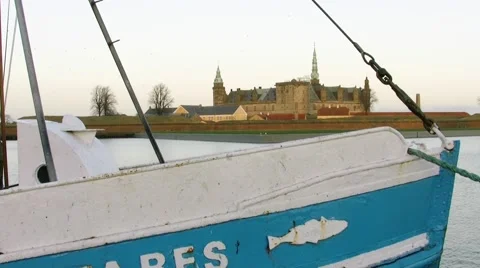 Frame on Helsingor castle Stock Footage 46866692