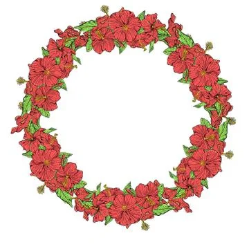 Frame with hibiscus flowers in vector Stock Illustration