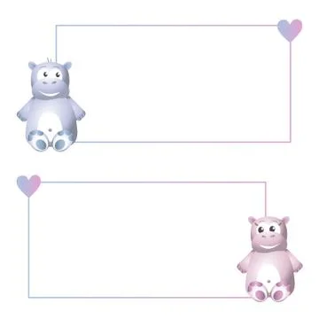 Frame with hippo Stock Illustration
