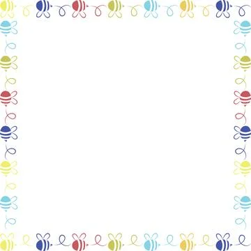 Frame with honey bee. Bright bumblebee vector template. Insect on white bac.. Stock Illustration