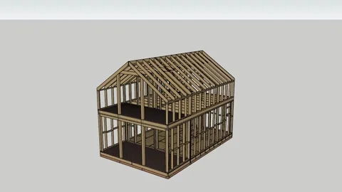 Frame house model 25- Video stock 219404429