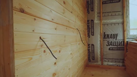 A frame house under construction Stock Footage 346990263