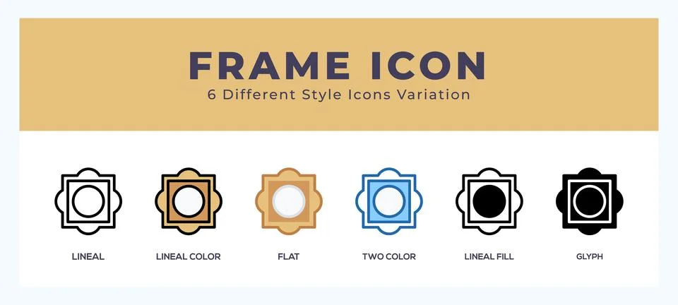 Frame icon set with different styles. Design elements for logo. Vector illu.. イラスト素材