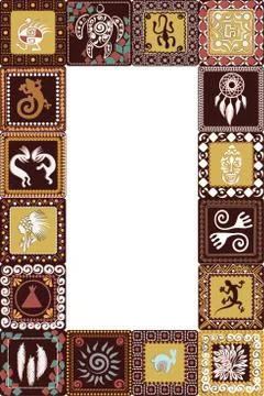Frame with imitation of elements of rock art Stock Illustration
