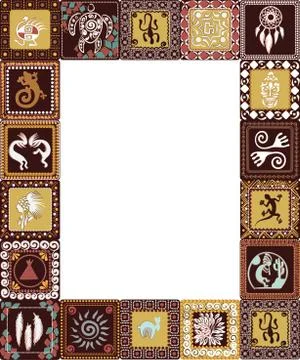 Frame with imitation of elements of rock art Stock Illustration