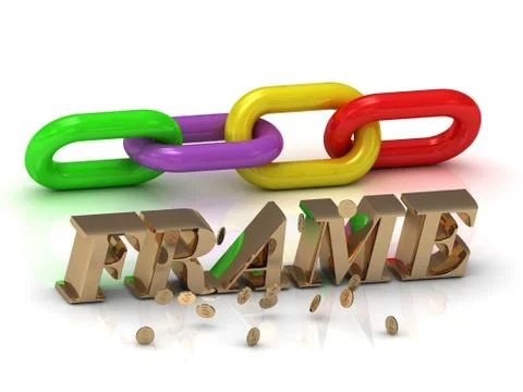 FRAME- inscription of gold letters and green, yellow, red section of the chai Stock Illustration