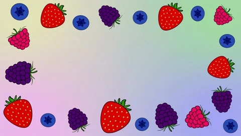 Frame for inscriptions from a variety of drawn vector berries Stock Footage 194862033