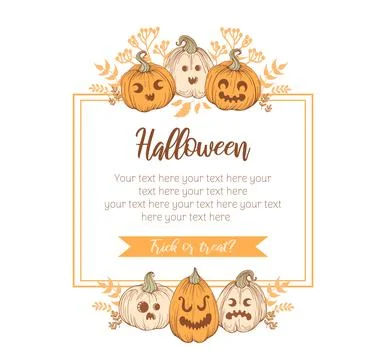 Frame with Jack o lantern. Happy Halloween. Vintage pumpkins Stock Illustration