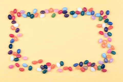 Frame Jelly bean sweets in a rectangular bowl Stock Photos
