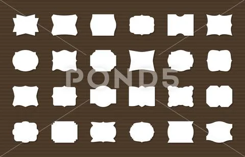 Frame label set. Blank frames decorative shapes, retro labels. Elegant ...