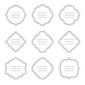 Frame label sticker shape black line set Stock Illustration