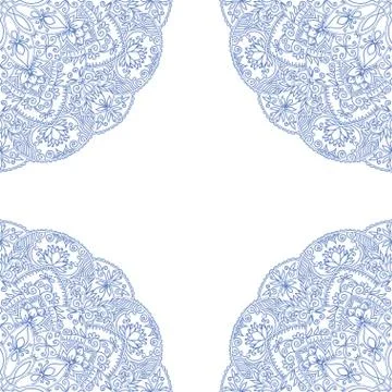 Frame with lacy mandala elements. Stock Illustration