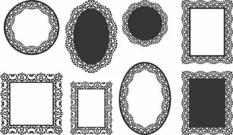Frame Laser cut cnc panel design for metal, wooden room divider. Stock Illustration