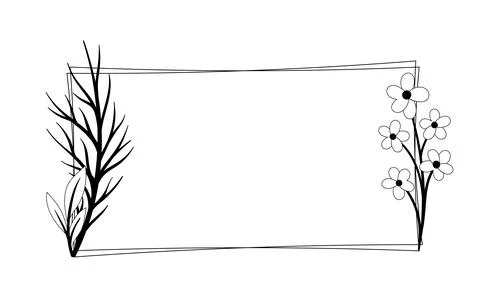 Frame with leaves. Rectangular decorative element and divider. Pattern and Stock Illustration