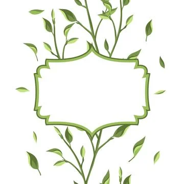 Frame with leaves. Spring or summer stylized foliage. 库存插图