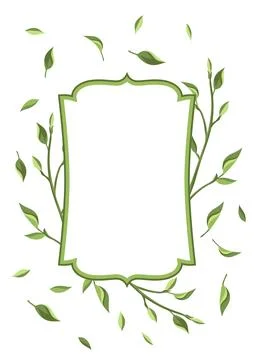 Frame with leaves. Spring or summer stylized foliage. Stock Illustration