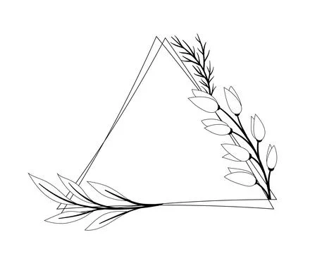 Frame with leaves. Triangular decorative element and divider. Pattern and Illustrazione stock