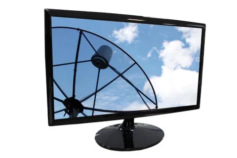Frame led computer and satellite dish screen. Foto stock