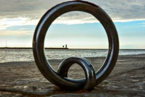 Frame with lighthouse in the background Stock Photos