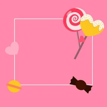 Frame with lollipops on a pink background, vector graphics Stock Illustration