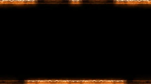 Frame, long rectangular horizontal fiery, orange lines of lightening and da.. Vídeos de archivo 270317314