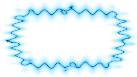 Frame, long rectangular wavy horizontal abstract blue closed lines of neon .. 動画素材 270316410