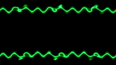 Frame, long rectangular wavy horizontal abstract green lines of neon light .. Stockbeeldmateriaal 270317805