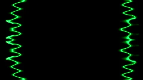 Frame, long rectangular wavy vertical green lines of neon light on black ba.. Stock Footage 270318031