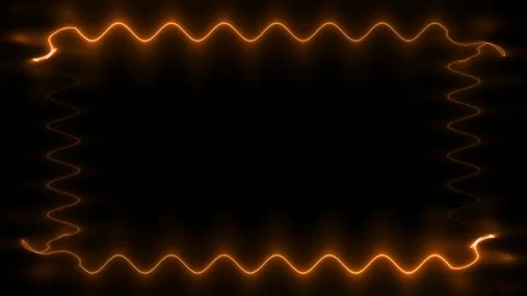 Frame, long wavy rectangular horizontal decorated, fiery orange closed line.. Stock Footage 270316310