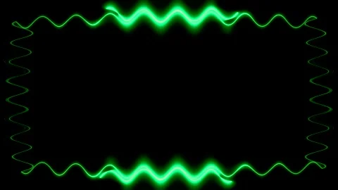 Frame, long wavy rectangular laser horizontal interpenetrating green closed.. Stock Footage 270316377