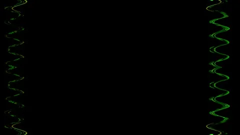 Frame, long wavy rectangular vertical decorated, green lines of lightening .. Vídeos de archivo 270318041