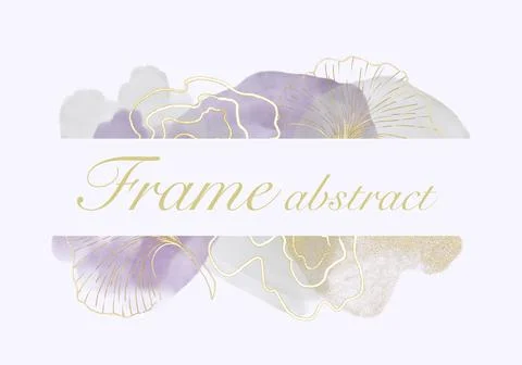 A frame made of abstract elements, watercolor spots of gray and purple, gold Stock Illustration