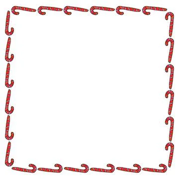 Frame is made of candy cane. Hand drawn sweet New Year and Christmas backgrou Stock Illustration