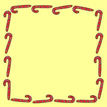 Frame is made of candy cane. Hand drawn sweet New Year and Christmas backgrou Stock Illustration