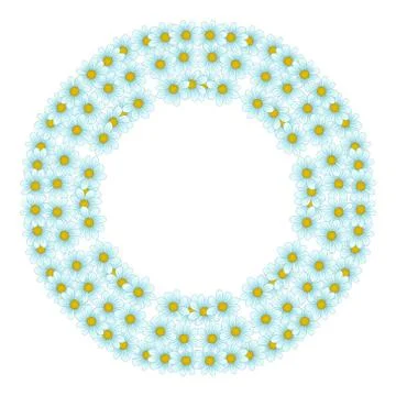 Frame made of chamomile. vector illustration. Drawing by hand. Stock Illustration