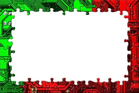 Frame made of computer puzzle Frame made of computer puzzle, technology co... Foto stock
