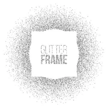 Frame made of silver glitter isolated on white background. Vector silver frame. Illustrazione stock