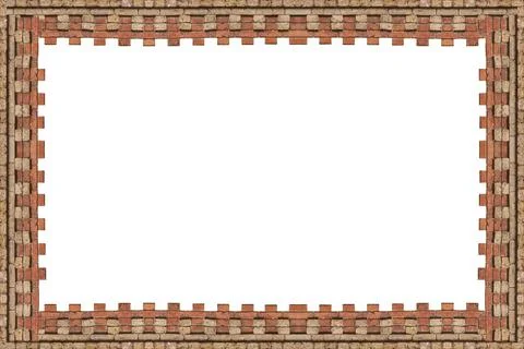 The frame is made of textured brick pattern. Stock Photos