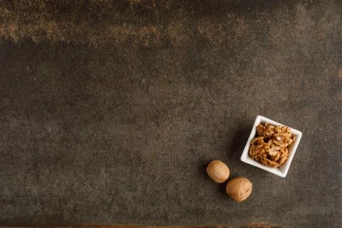 Frame made of walnut on stone background Stock Photos