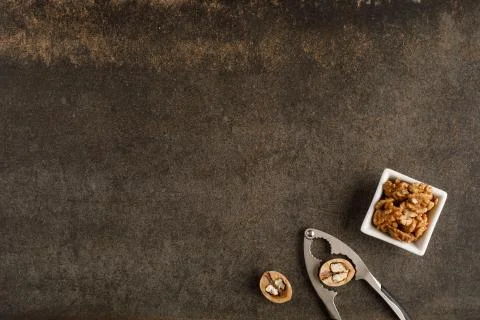 Frame made of walnut on stone background Stock Photos