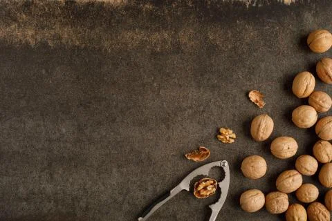 Frame made of walnut on stone background Stock Photos