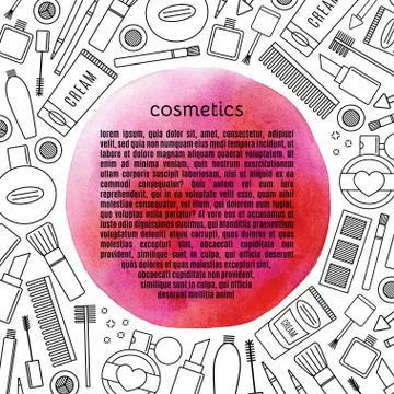 Frame  make up and cosmetics vector set. Stock Illustration