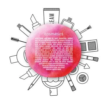 Frame make up and cosmetics vector set. Stock Illustration