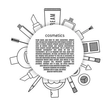 Frame make up and cosmetics vector set. Stock Illustration
